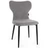 cadeira de jantar estofada em veludo design jacobsen cinza com base de metal magazine decor 2