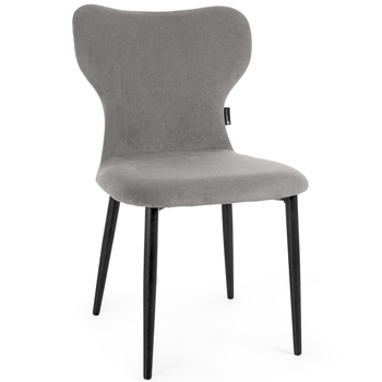 cadeira de jantar estofada em veludo design jacobsen cinza com base de metal magazine decor 2