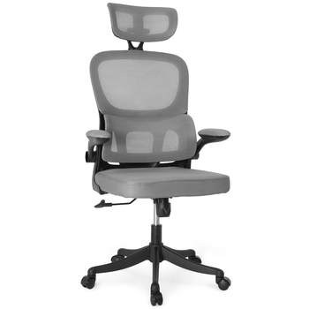 cadeira de escritorio estofada executiva viena com apoio de cabeca cinza magazine decor 2