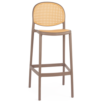 banqueta alta com encosto roma marrom claro rattan sintetico magazine decor 2