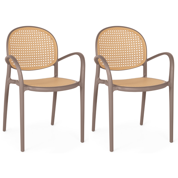 conunto de cadeiras de jantar roma cor marrom claro com encosto e assento em rattan sintetico magazine decor 1