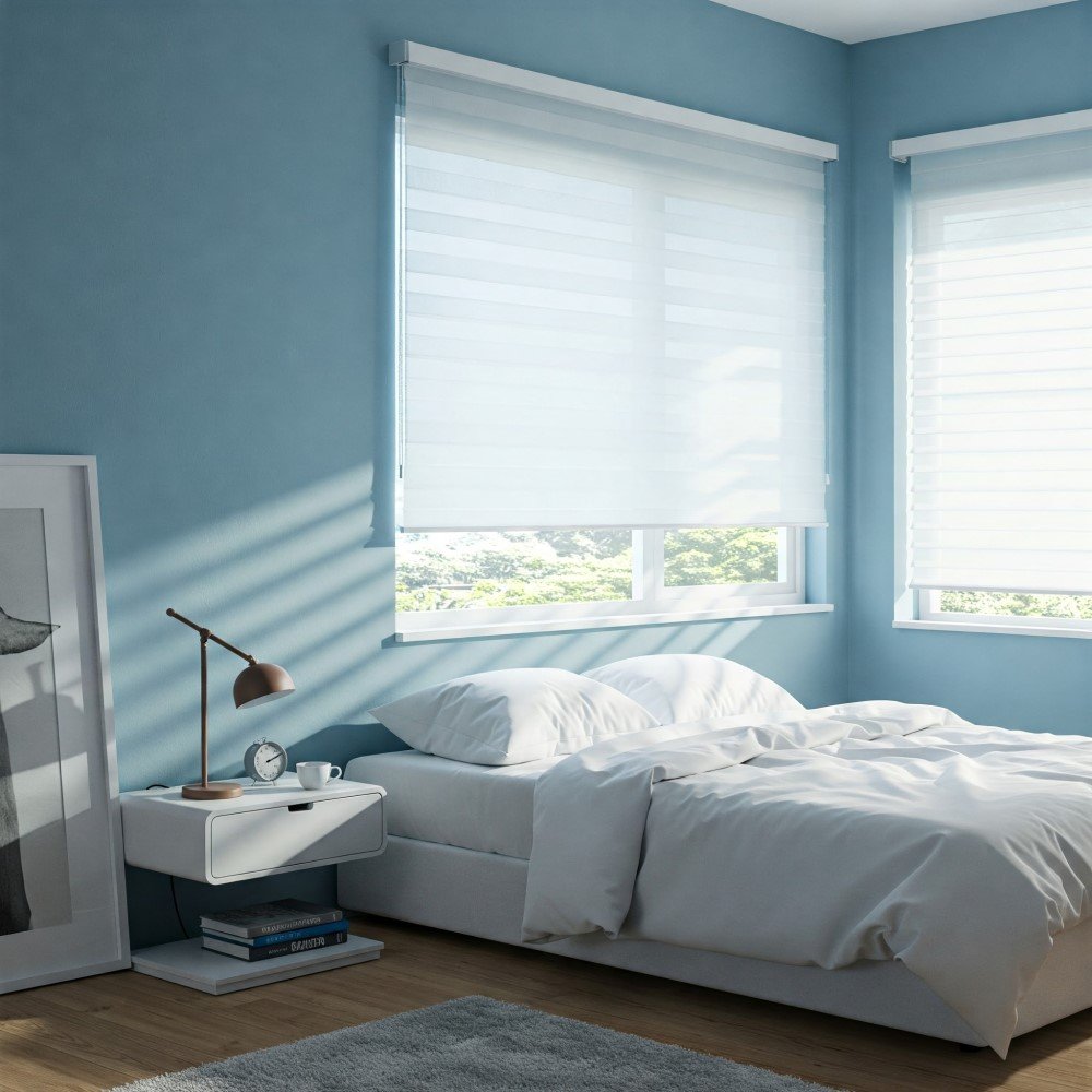 quarto com persianas inteligentes integradas com assistente virtual magazine decor