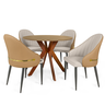 conjunto mesa de jantar marci natural 100cm com 4 cadeiras la martina bege