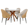 conjunto mesa de jantar marci premium branca 100cm com 4 cadeiras la martina bege