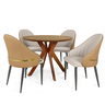 conjunto mesa de jantar marci premium natural 100cm com 4 cadeiras la martina bege