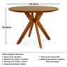 mesa de jantar redonda 120cm marci premium com base de madeira macica magazine decor 4