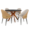 conjunto mesa de jantar redonda marci premium 120cm preta com 4 cadeiras la martina bege