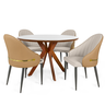 conjunto mesa de jantar redonda marci premium 120cm branca com 4 cadeiras la martina bege