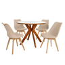 conjunto mesa de jantar redonda marci premium 100cm branca com 4 cadeiras leda nude