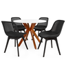 conjunto mesa de jantar redonda marci 100cm branca com 4 cadeiras design marcela preto