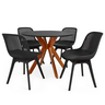 conjunto mesa de jantar redonda marci 100cm preta com 4 cadeiras design marcela preto