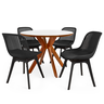 conjunto mesa de jantar redonda marci premium 100cm branca com 4 cadeiras design marcela preto