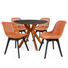conjunto mesa de jantar redonda marci premium 100cm preta com 4 cadeiras design marcela