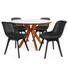 conjunto mesa de jantar redonda marci premium 120cm branca com 4 cadeiras design marcela preto