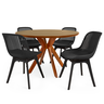 conjunto mesa de jantar redonda marci premium 120cm natural com 4 cadeiras design marcela preto