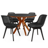 conjunto mesa de jantar redonda marci premium 120cm preta com 4 cadeiras design marcela preto