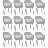 kit 12 cadeiras de jantar estofada marcela cinza