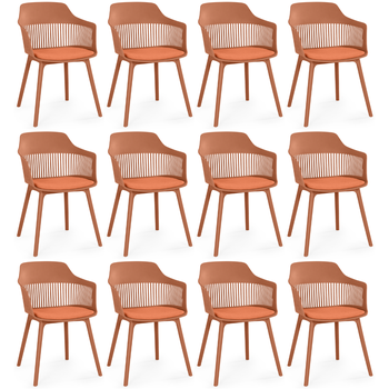 kit 12 cadeiras de jantar estofada marcela marrom