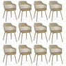 kit 12 cadeiras de jantar estofada marcela nude escuro