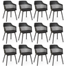 kit 12 cadeiras de jantar estofada marcela preto