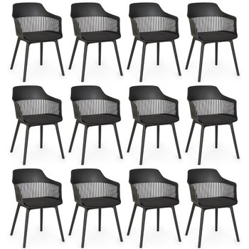 kit 12 cadeiras de jantar estofada marcela preto