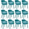 kit 12 cadeiras de jantar estofada marcela turquesa