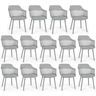 kit 14 cadeiras de jantar estofada marcela cinza