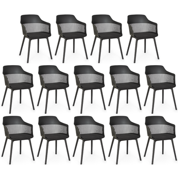 kit 14 cadeiras de jantar estofada marcela preto