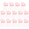 kit 14 cadeiras de jantar estofada marcela rosa