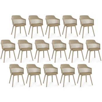 kit 16 cadeiras de jantar estofada marcela nude escuro