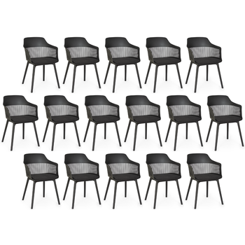 kit 16 cadeiras de jantar estofada marcela preto