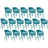 kit 16 cadeiras de jantar estofada marcela turquesa
