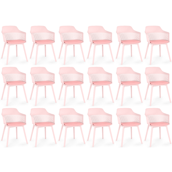 kit 18 cadeiras de jantar estofada marcela rosa