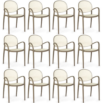 kit 12 cadeiras de jantar roma com braco para sala e cozinha brancocinza escuro