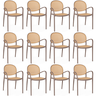 kit 12 cadeiras de jantar roma com braco para sala e cozinha marrom claro