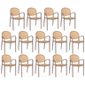 kit 14 cadeiras de jantar roma com braco para sala e cozinha marrom claro