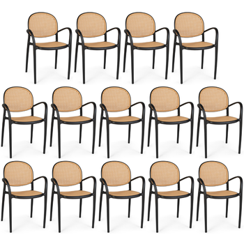 kit 14 cadeiras de jantar roma com braco para sala e cozinha preto