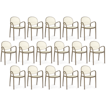 kit 16 cadeiras de jantar roma com braco para sala e cozinha brancocinza escuro