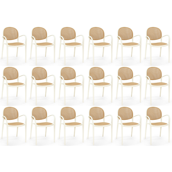 kit 18 cadeiras de jantar roma com braco para sala e cozinha bege