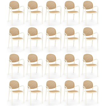 kit 20 cadeiras de jantar roma com braco para sala e cozinha bege