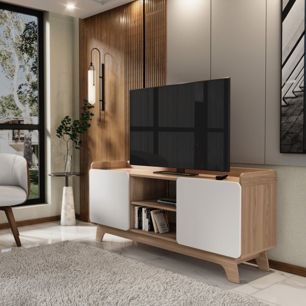 rack para tv ate 65 com 2 portas 150cm john naturalbranco magazine decor 3