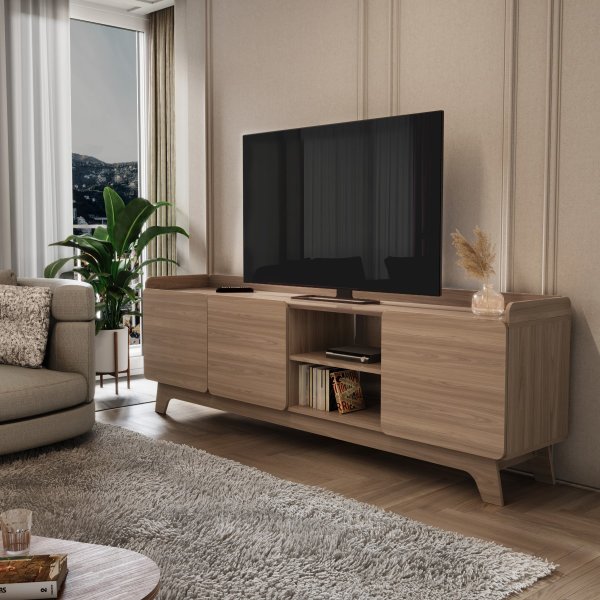 rack para tv ate 75 com 3 portas 200cm john natural magazine decor 3