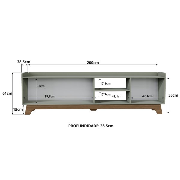 rack para tv ate 75 com 3 portas 200cm john verde magazine decor 4