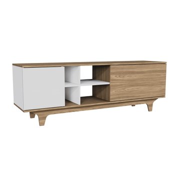 rack para tv ate 65 com 2 portas e nichos 160cm lars branco magazine decor 2