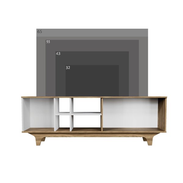 rack para tv ate 65 com 2 portas e nichos 160cm lars branco magazine decor 6