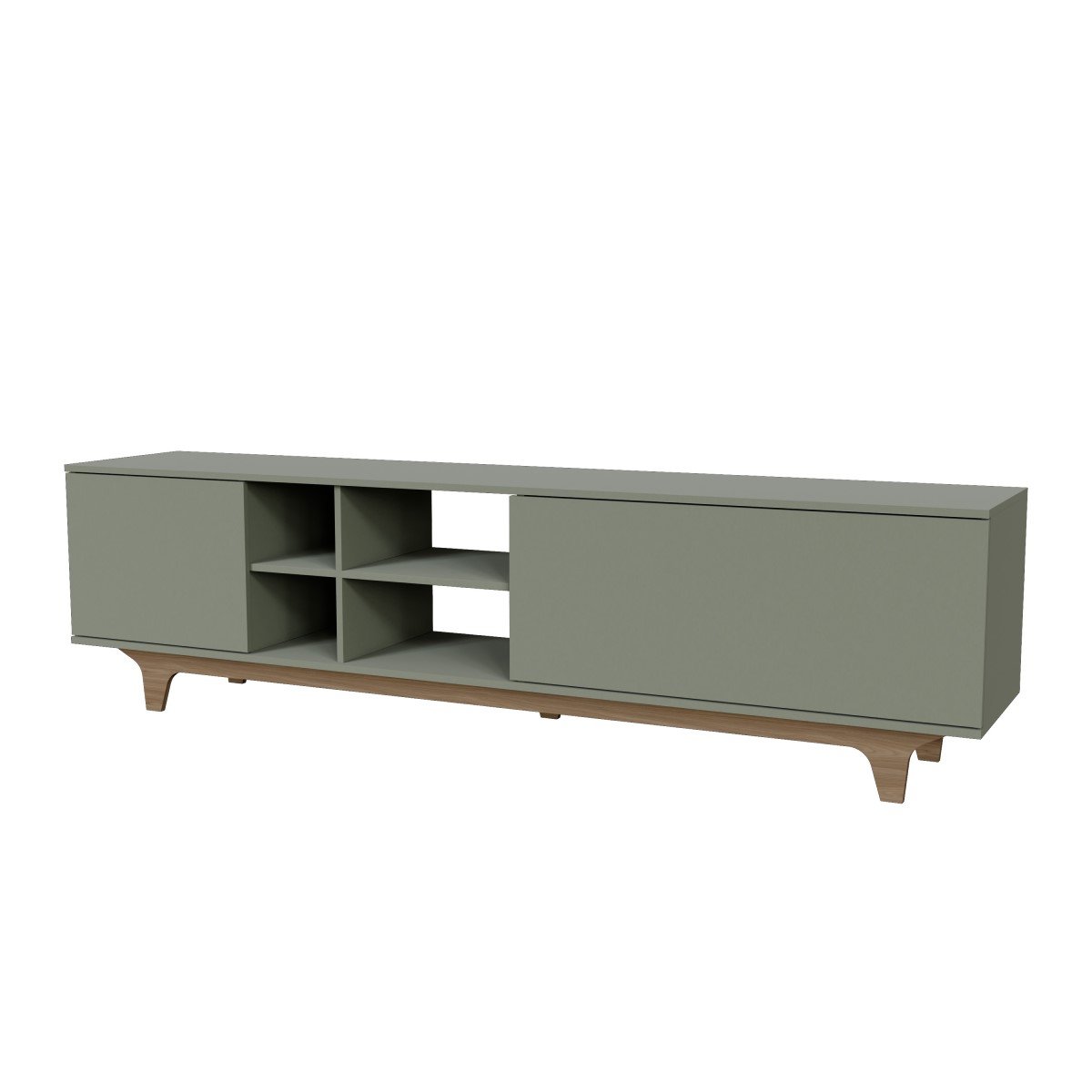 Rack para TV até 75'' com 2 Portas e Nichos 200cm Lars Verde