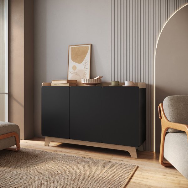 balcao buffet 3 portas 150cm john preto magazine decor 3