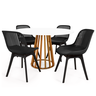 conjunto mesa de jantar redonda talia amadeirada branca 120cm com 4 cadeiras design marcela preto
