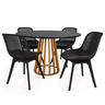 conjunto mesa de jantar redonda talia amadeirada preta 120cm com 4 cadeiras design marcela preto