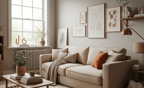 sofa compacto 2 lugares fixo cor bege magazine decor
